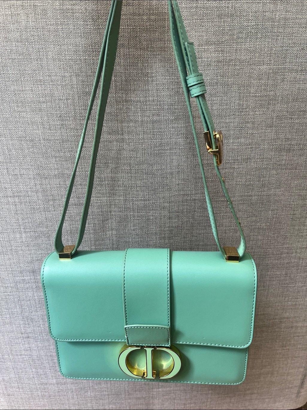 Christian Dior Mint Green Leather Crossbody With Gold Cd Hardware